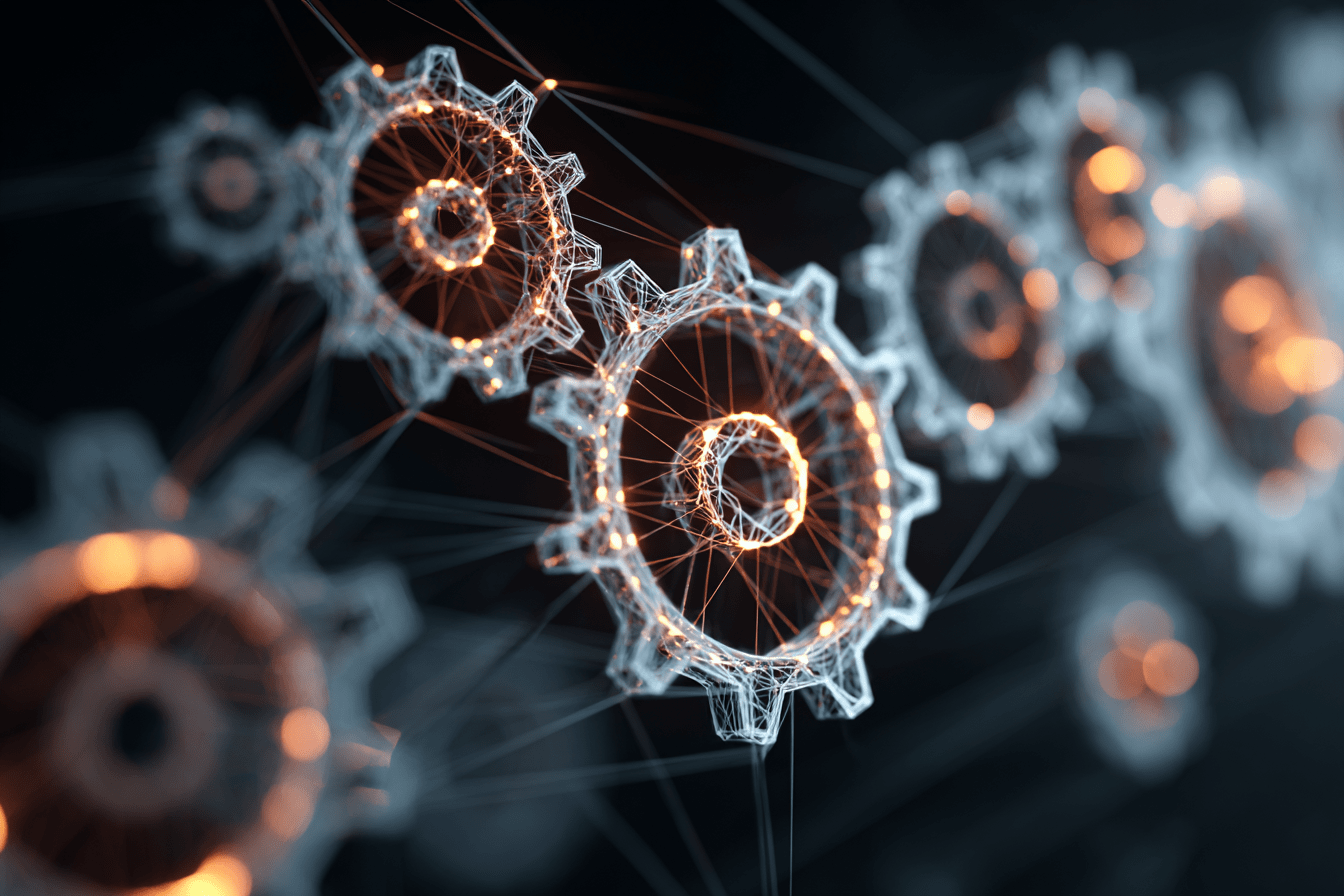 A conceptual image of an AI-driven workflow, showing seamless automation and increased efficiency.