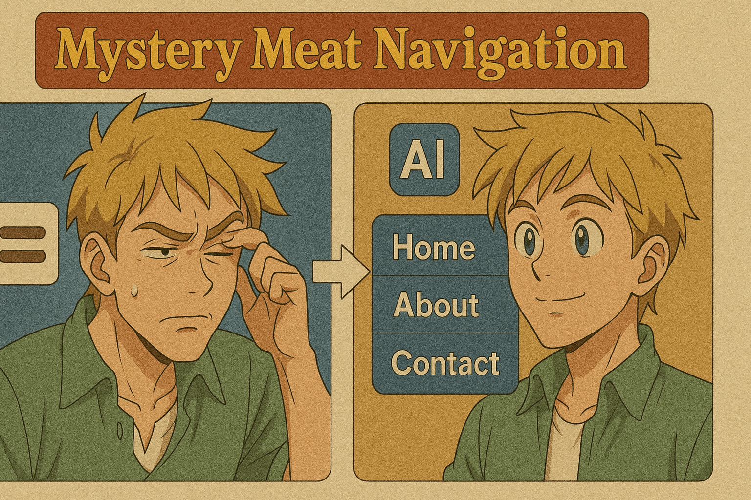 A set of confusing and unclear navigation icons, known as 'mystery meat' navigation, which is a common UI design mistake.